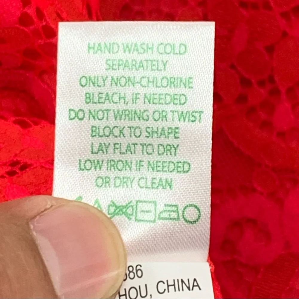 Lilly Pulitzer Averi White Puff Sleeve Top Scalloped Hem Red Hot Pink Two Tone L - Picture 11 of 12